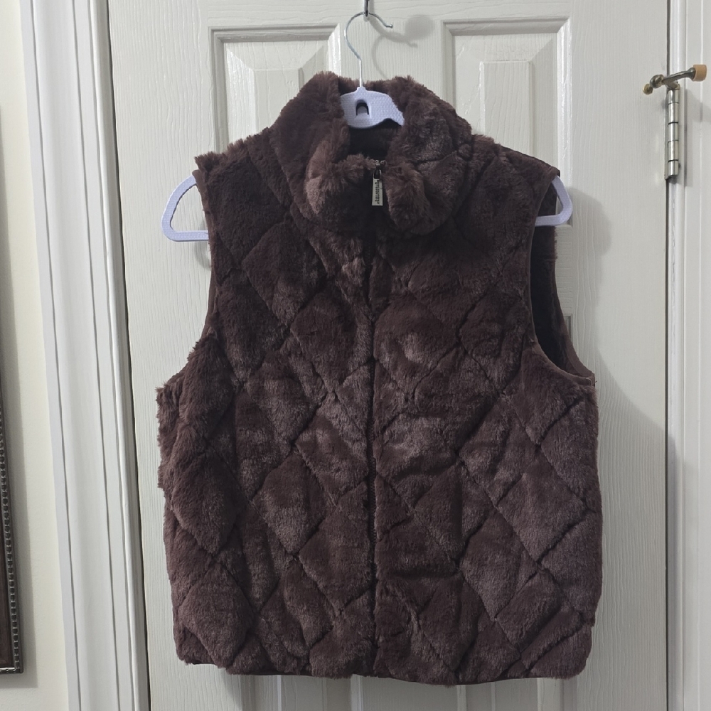 MODERN SUPPLY BY SANCTUARY BRAND WOMEN'S BROWN FAUX FUR VEST SIZE SMALL